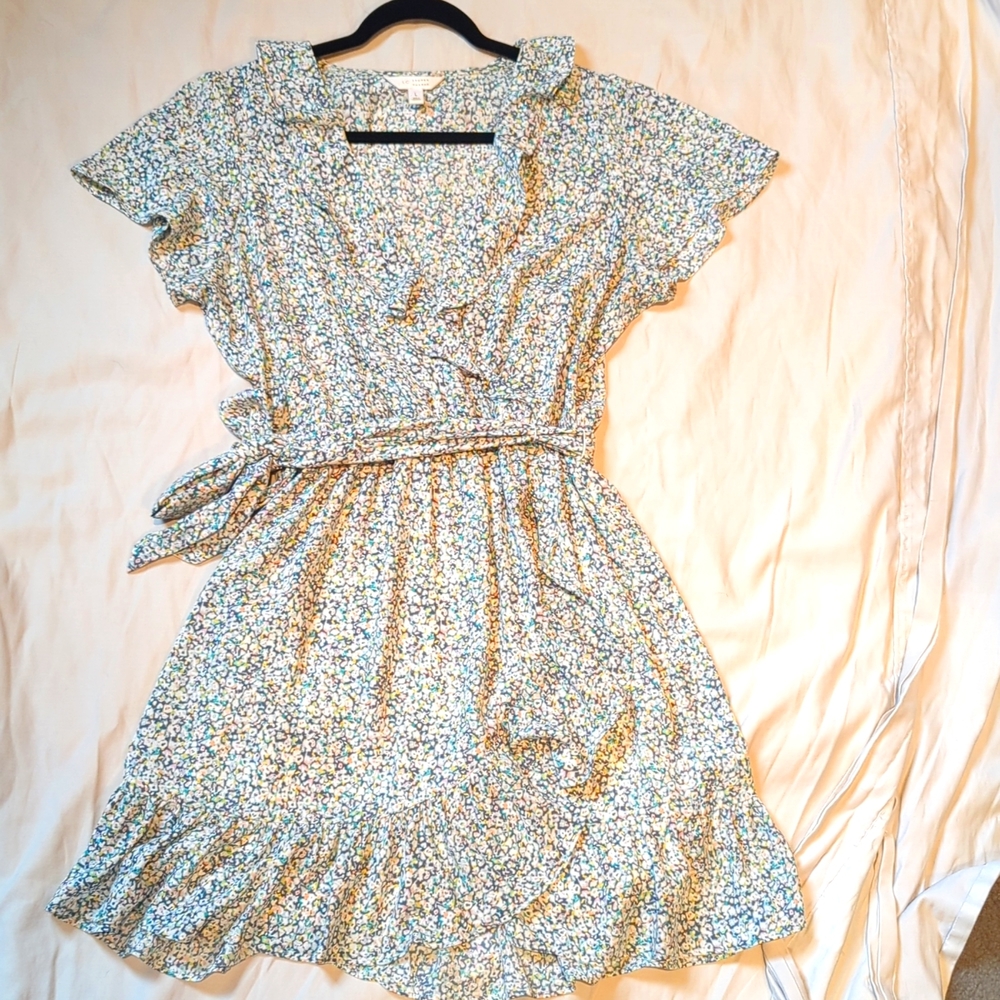 LC Lauren Conrad Floral Wrap Dress - Blue and Yellow